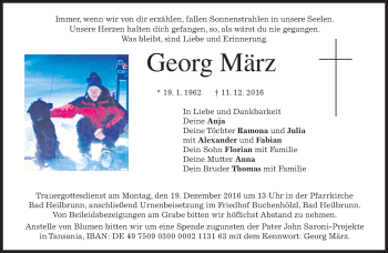 Traueranzeige von Georg März von merkurtz