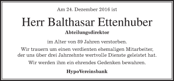 Traueranzeige von Balthasar Ettenhuber von merkurtz