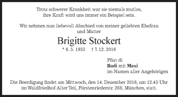 Traueranzeige von Brigitte Stockert von merkurtz