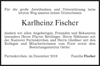 Traueranzeige von Karlheinz Fischer von merkurtz