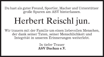 Traueranzeige von Herbert Reischl von merkurtz