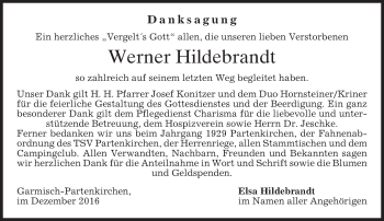 Traueranzeige von Werner Hildebrandt von merkurtz