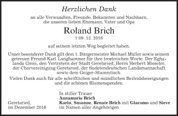 Traueranzeige von Roland Brich von merkurtz
