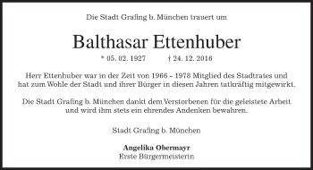Traueranzeige von Balthasar Ettenhuber von merkurtz