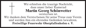 Traueranzeige von Martin Georg Schönwetter