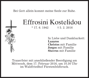 Traueranzeige von Effrosini Kostelidou von merkurtz