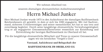 Traueranzeige von Michael Junker von merkurtz