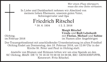 Traueranzeige von Friedrich Ritschel