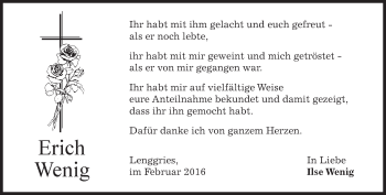Traueranzeige von Erich Wenig von merkurtz
