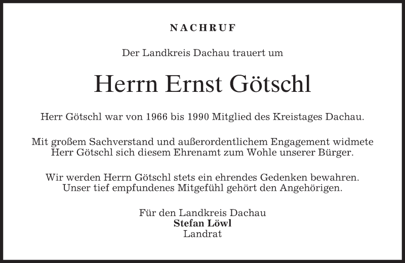  Traueranzeige für Ernst Götschl vom 08.02.2016 aus 