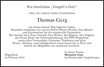Traueranzeige von Thomas Gerg von merkurtz