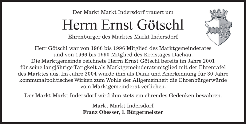  Traueranzeige für Ernst Götschl vom 04.02.2016 aus 