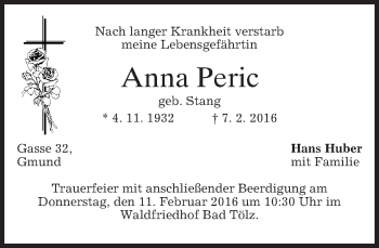 Traueranzeige von Anna Peric 
