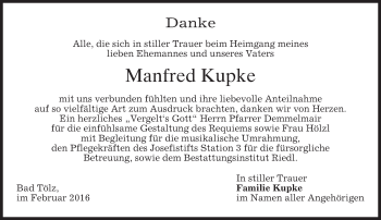 Traueranzeige von Manfred Kupke von merkurtz