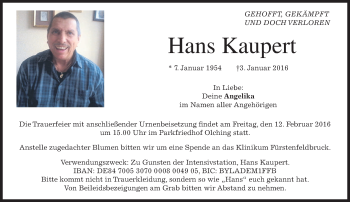 Traueranzeige von Hans Kaupert 