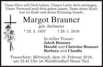 Traueranzeige von Margot Brauner 