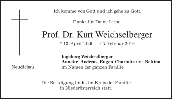 Traueranzeige von Kurt Weichselberger