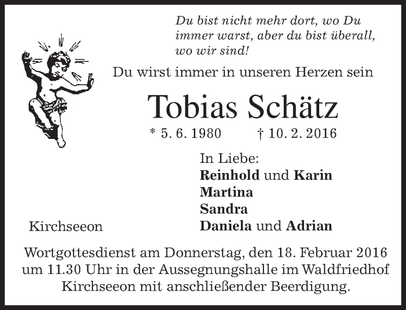  Traueranzeige für Tobias Schätz vom 17.02.2016 aus merkurtz