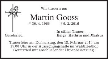 Traueranzeige von Martin Gooss von merkurtz