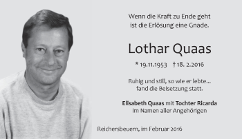 Traueranzeige von Lothar Quaas von merkurtz