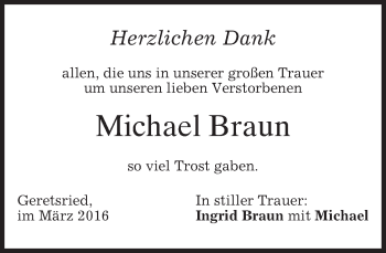 Traueranzeige von Michael Braun von merkurtz