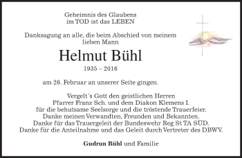 Traueranzeige von Helmut Bühl von merkurtz