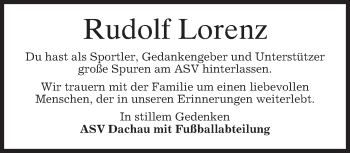 Traueranzeige von Rudolf Lorenz von merkurtz