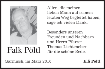 Traueranzeige von Falk Pöltl von merkurtz