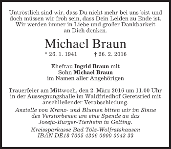 Traueranzeige von Michael Braun von merkurtz