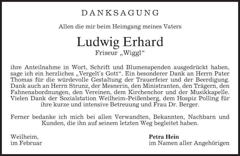  Traueranzeige für Ludwig Erhard vom 02.03.2016 aus merkurtz