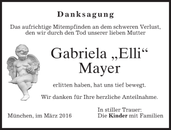 Traueranzeige von Gabriela Mayer von merkurtz