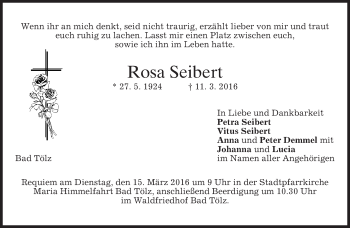 Traueranzeige von Rosa Seibert von merkurtz