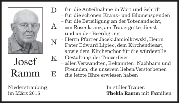 Traueranzeige von Josef Ramm von merkurtz