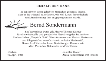 Traueranzeige von Bernd Sondermann von merkurtz