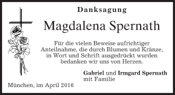 Traueranzeige von Magdalena Spernath von merkurtz