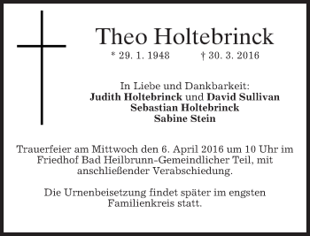 Traueranzeige von Theo Holtebrinck von merkurtz