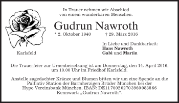 Traueranzeige von Gudrun Nawroth von merkurtz