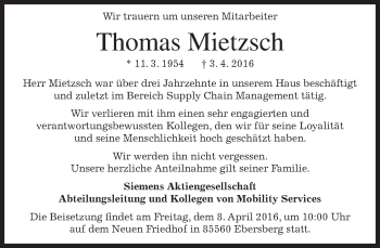 Traueranzeige von Thomas Mietzsch