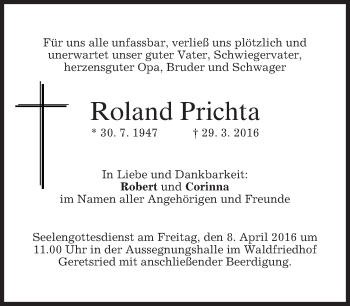 Traueranzeige von Roland Prichta von merkurtz