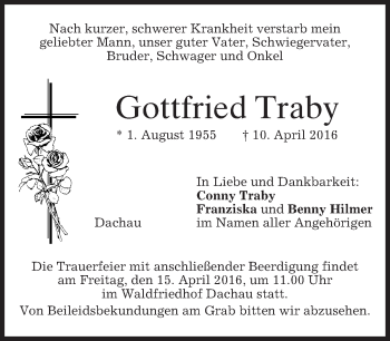 Traueranzeige von Gottfried Traby von merkurtz