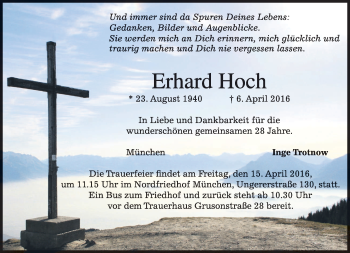 Traueranzeige von Erhard Hoch von merkurtz