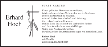 Traueranzeige von Erhard Hoch von merkurtz
