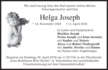 Traueranzeige von Helga Joseph