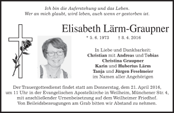 Traueranzeigen von Elisabeth Lärm-Graupner | trauer.merkur.de