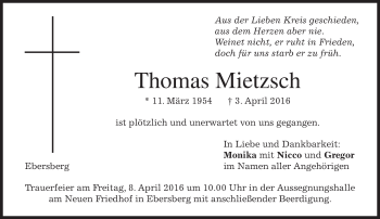 Traueranzeige von Thomas Mietzsch