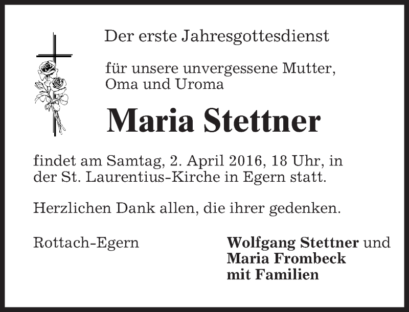 Traueranzeigen Von Maria Stettner | Trauer.merkur.de