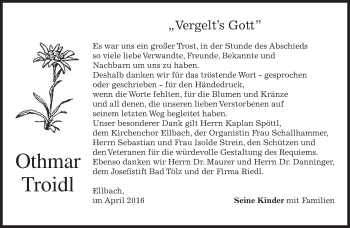 Traueranzeige von Othmar Troidl von merkurtz