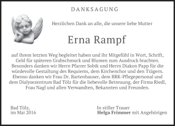 Traueranzeige von Erna Rampf von merkurtz