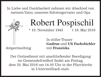 Traueranzeige von Robert Pospischil von merkurtz