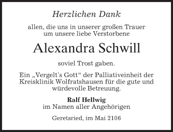 Traueranzeige von Alexandra Schwill von merkurtz